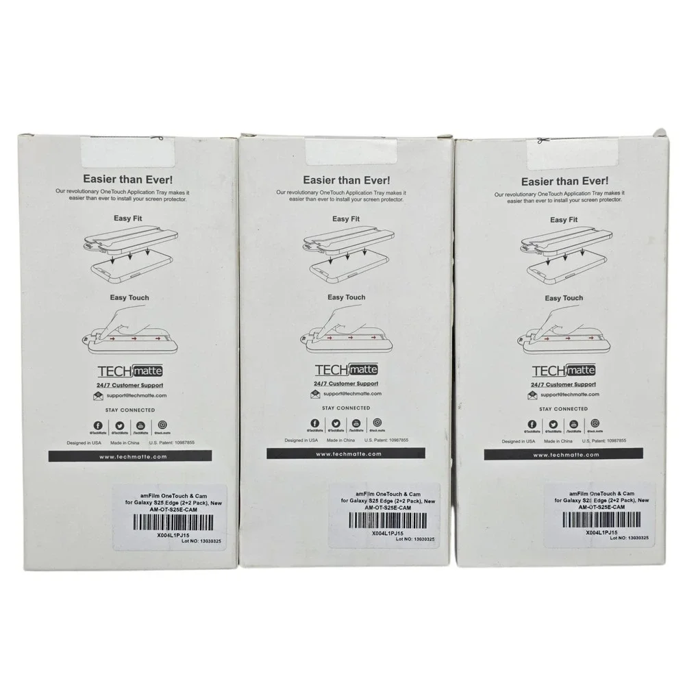 amFilm OneTouch & Cam Tempered Glass Screen Protector for Galaxy S25 Edge BUNDLE